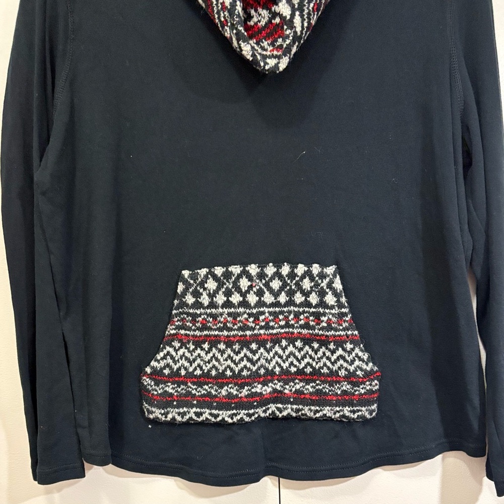 Chaps Black and Red Cowl Neck Sweater with Nordic Design - Picture 4 of 7